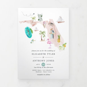 Trois Volets Carte photo pliable pour mariage en Floride