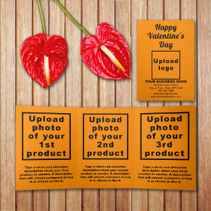 Trois Volets Carte triplée couleur orange valentine affaires