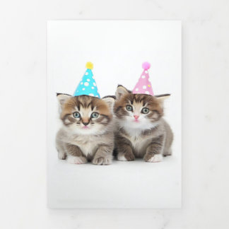 Trois Volets Cute Kittens carte d'anniversaire 2