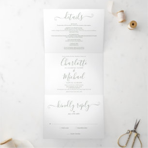 Trois Volets Élégante invitation de mariage photo de style mod