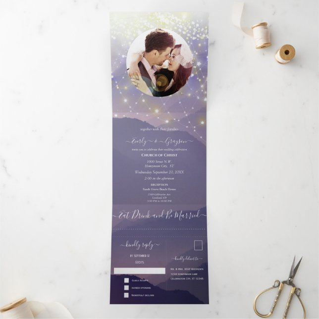 Trois Volets Faire nuptiale de Purple Mountain Invitation pliab (Intérieur)