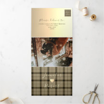 Faux Or Invitation De Mariage D'Hiver Tripliée