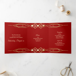 Trois Volets Glam Gold Quinceanera Party Invitation