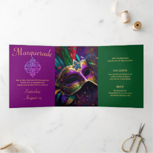 Trois Volets Invitation Colorée Masquerade Party