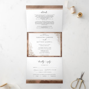 Trois Volets Invitation de mariage avec RSVP, Aquarelle des ton
