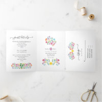 Invitation de mariage triptyque mexicaine florale