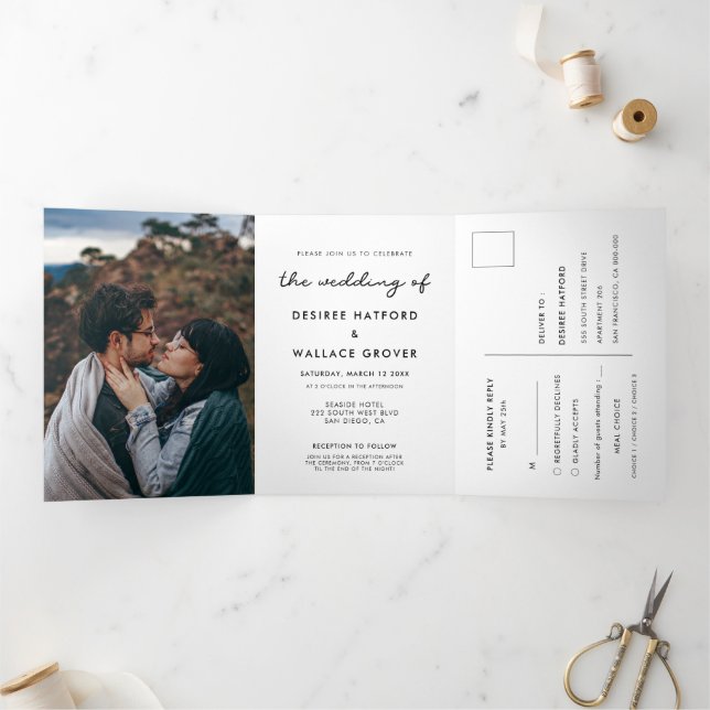 Trois Volets Invitation photo mariage simple (Intérieur)
