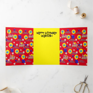 Trois Volets Joyeuse 9e carte d'anniversaire, #9 rouge et jaune