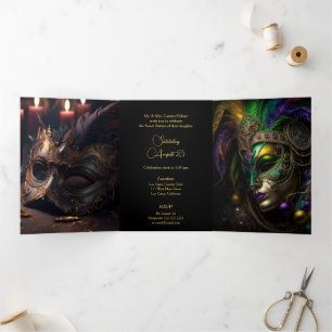Trois Volets Midnight Masquerade Sweet 16 Party Invitation