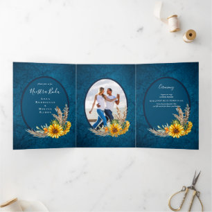 Trois Volets Nuestra Boda 6 pages Sunflower Mariage Invitation