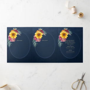 Trois Volets Nuestra Boda 6 pages Sunflower Mariage Invitation