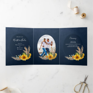 Trois Volets Nuestra Boda 6 pages Sunflower Mariage Invitation