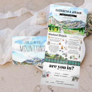 Trois Volets Rustique Montagne Rocheuse Invitation de mariage