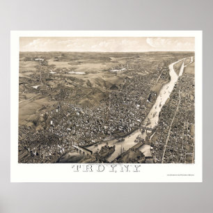 Troja, NY panoramische Karte - 1881 Poster