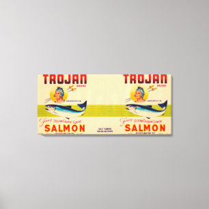 Trojan Marken-Lachs-Aufkleber-Weiß Leinwanddruck