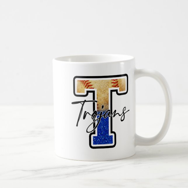 Trojans Baseball Team Maskottchen Stolz Schulgeist Kaffeetasse (Rechts)