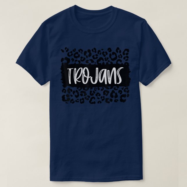 Trojans Team Mascot School Spirit Game Night Leopa T-Shirt (Design vorne)