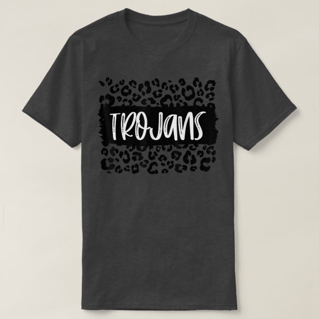 Trojans Team Mascot School Spirit Game Night Leopa T-Shirt (Design vorne)