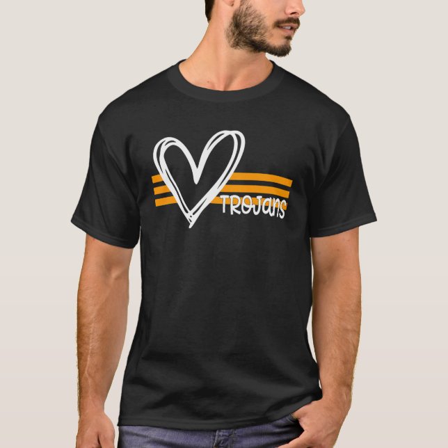Trojans Team School Spirit Sports Orange und Weiß T-Shirt (Vorderseite)