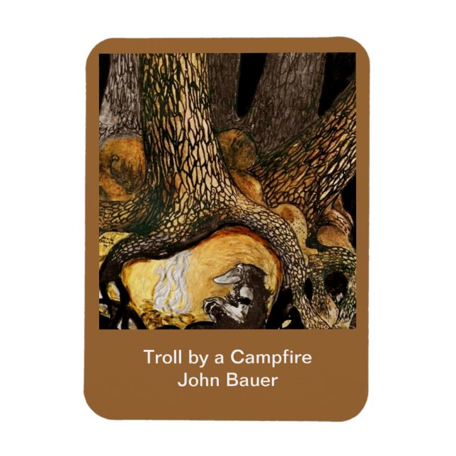 Troll am Lagerfeuer Magnet (Vertikal)