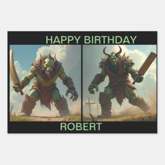 TROLL CRICKET BATTERS Geschenkpapier Set 3