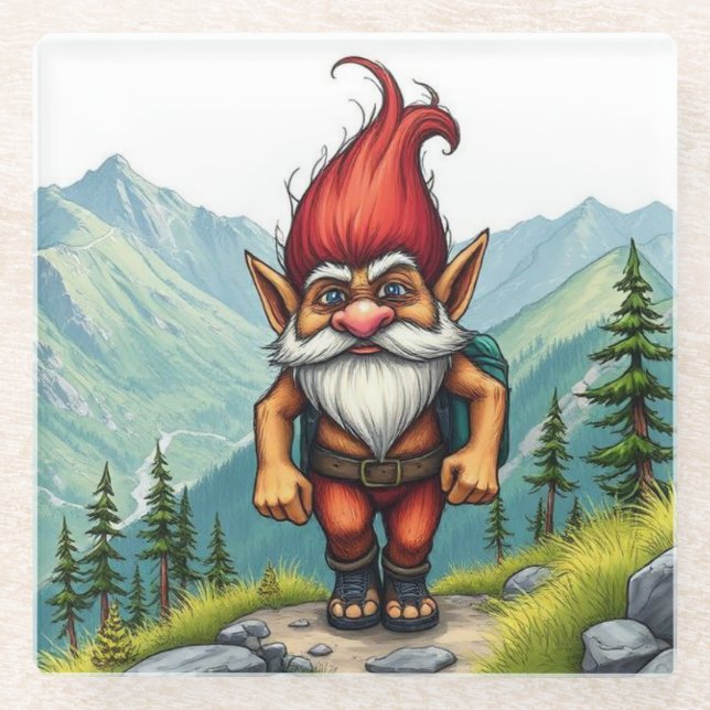 Troll Hiking in Norway, Glass Coaster Glasuntersetzer (Vorderseite)