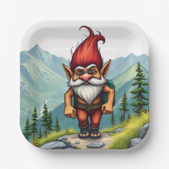 Troll Hiking in Norway, Paper Plates Pappteller (Vorderseite)