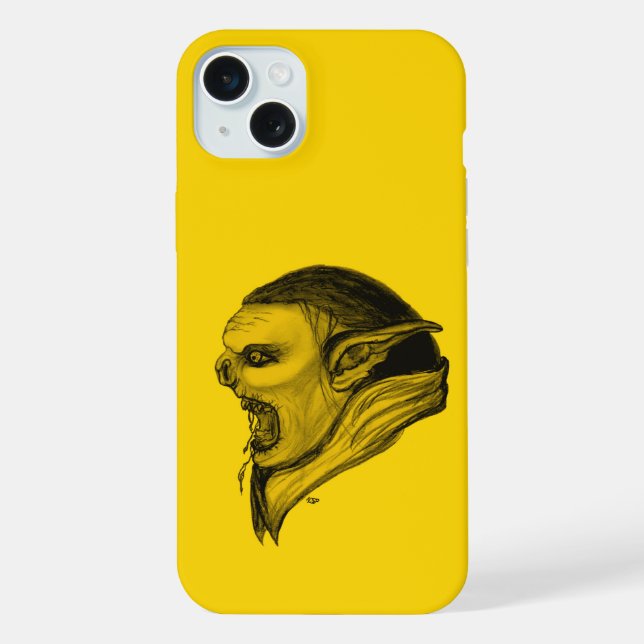 Troll in Schwarz-Gelb-Design iPhone 15 Plus Hülle (Rückseite)