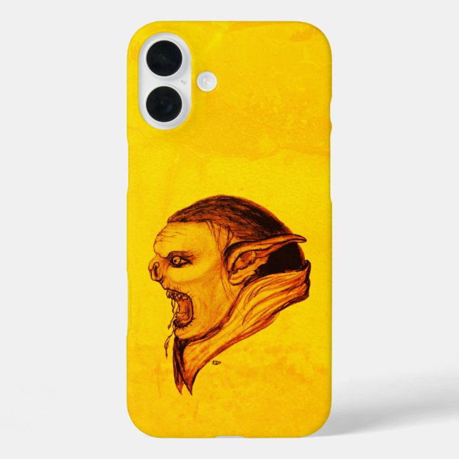 Troll in Schwarz-Gelb-Design iPhone 16 Plus Hülle (Rückseite)