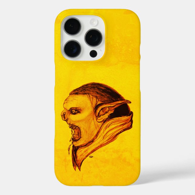 Troll in Schwarz-Gelb-Design iPhone 16 Pro Hülle (Rückseite)