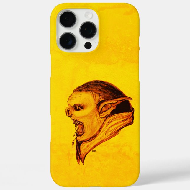 Troll in Schwarz-Gelb-Design iPhone 16 Pro Max Hülle (Rückseite)