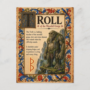 Troll, mittelalterliche Bestiarien-Kunst Postkarte