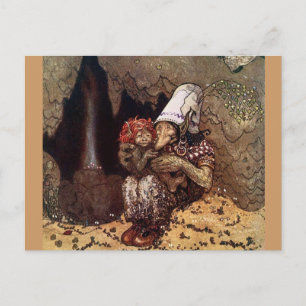 Troll Mutter neben dem Campfeuer Postkarte