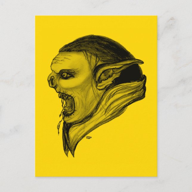 Troll schwarz gelb design postkarte (Vorderseite)