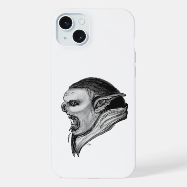 Troll Schwarz-Weiß-Design iPhone 15 Plus Hülle (Rückseite)
