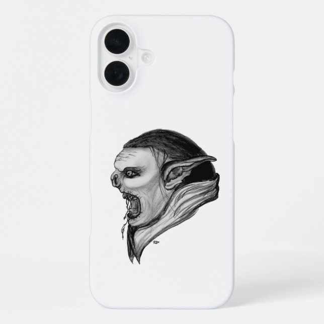 Troll Schwarz-Weiß-Design iPhone 16 Plus Hülle (Rückseite)
