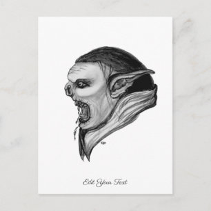 Troll Schwarz-Weiß-Design Postkarte