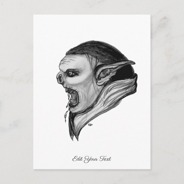 Troll Schwarz-Weiß-Design Postkarte (Vorderseite)