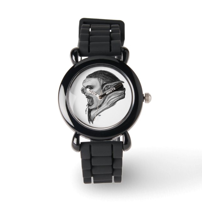 Troll - Schwarzweiß Armbanduhr (Vorderseite)