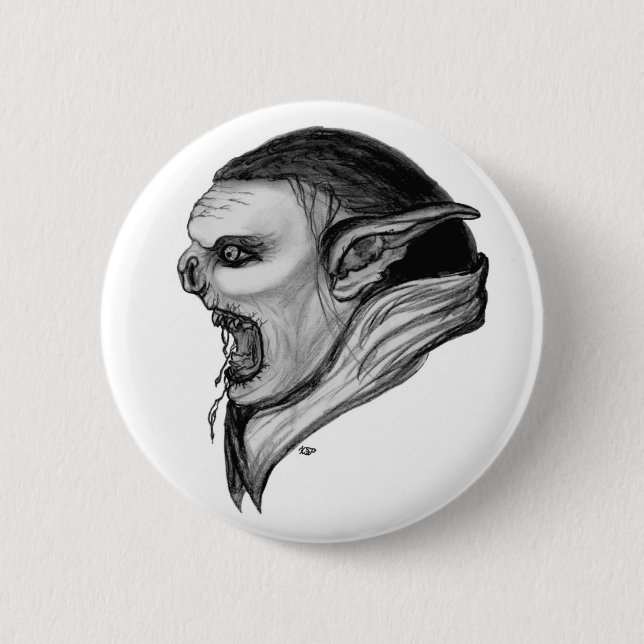 Troll Schwarzweiß-Design Button (Vorderseite)