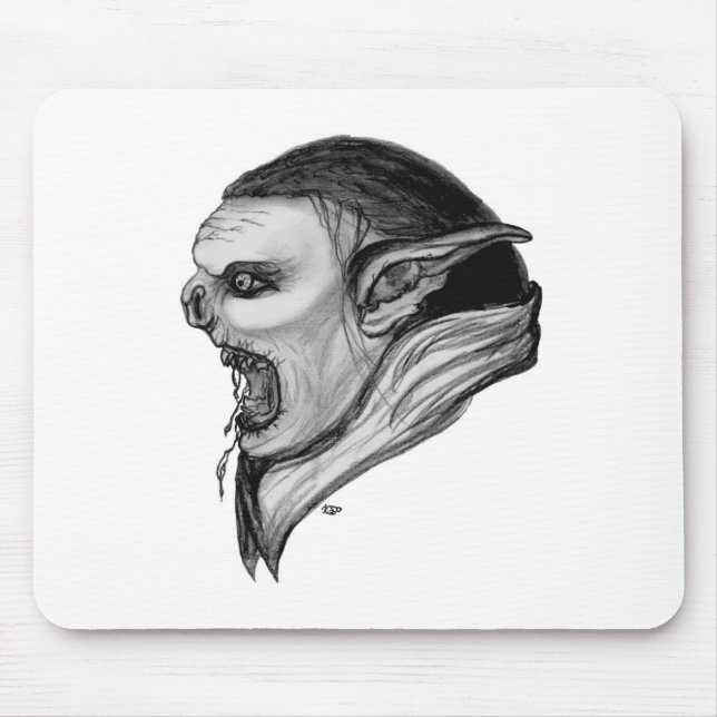 Troll Schwarzweiß-Design Mousepad (Vorne)