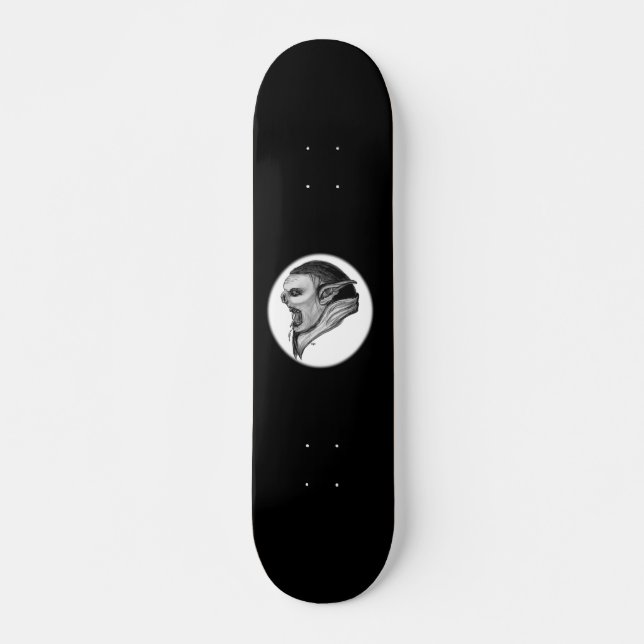 Troll Schwarzweiß-Design Skateboard (Vorne)