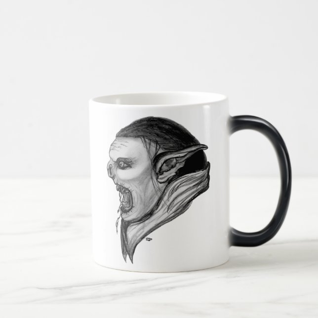 Troll Schwarzweiß-Design Verwandlungstasse (Rechts)