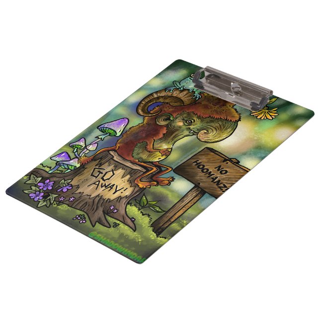 Troll Stump "No Humans" Klemmbrett (Schrägansicht)