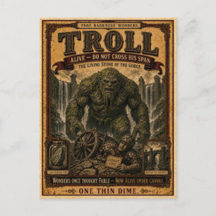 Troll, Vintage-Zirkus-Monster Postkarte