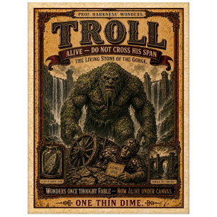 Troll, Vintage-Zirkus-Monster Postkarte