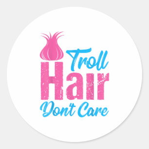 Trollen Haar Dont Care Halloween Weihnachtsgi Runder Aufkleber