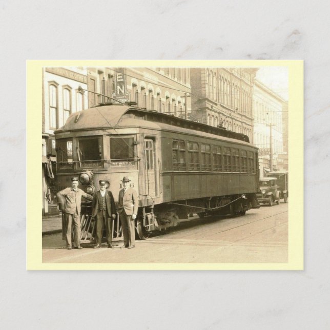Trolley, Zanesville, Newark, Ohio Vintag Postkarte (Vorderseite)