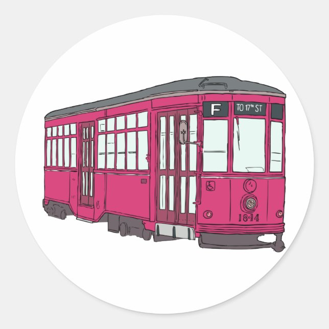 Trolleybus Straßenbahn Trolleycar Runder Aufkleber (Vorderseite)