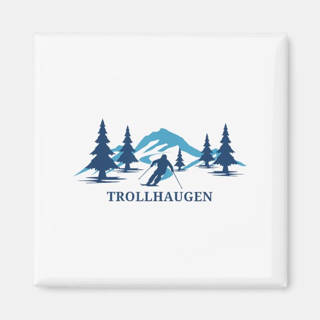 Trollhaugen Wisconsin Ski Resort Skifahrer _1 Magnet (Vorne)